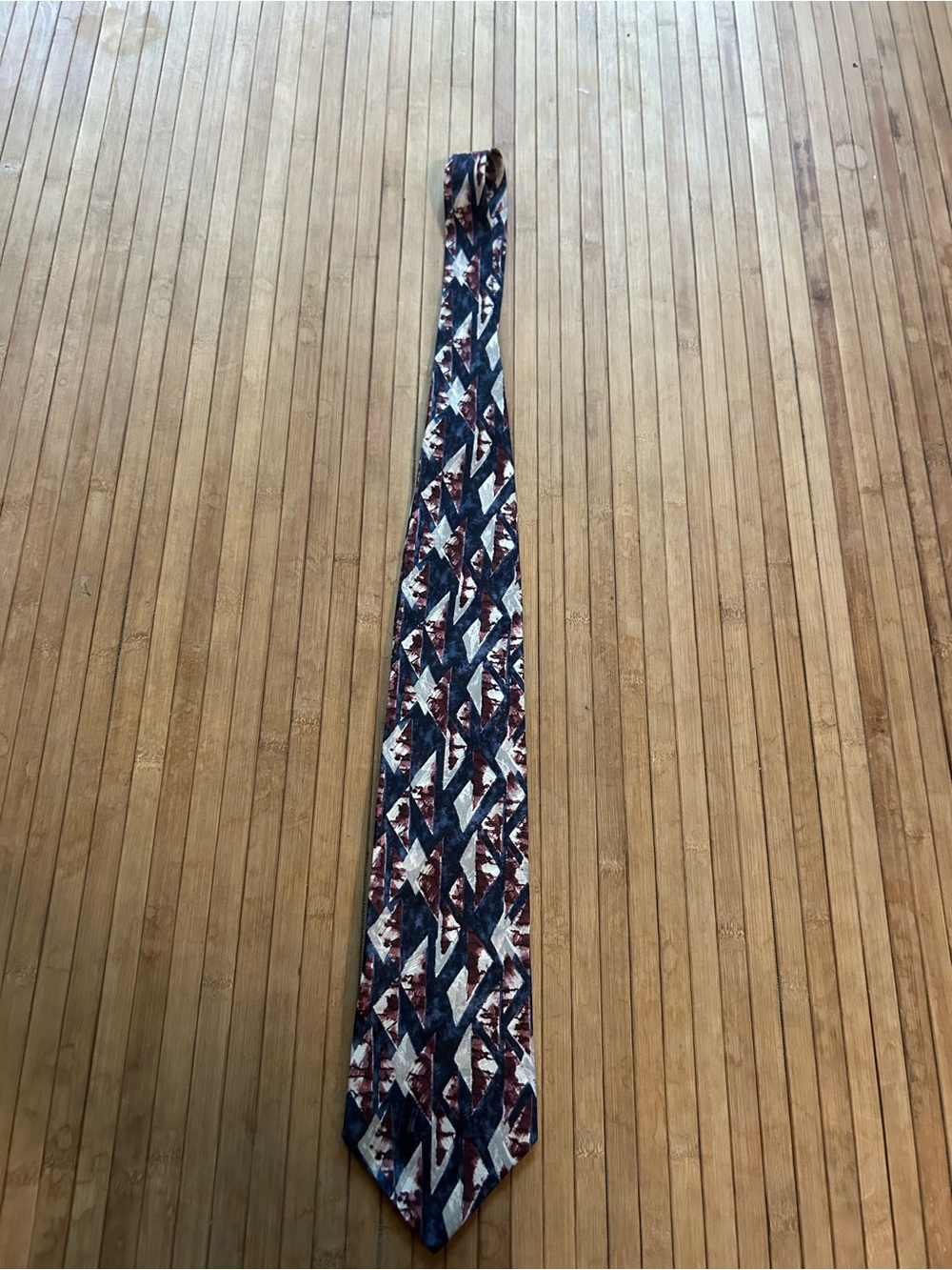 Executive Collection Men’s Preppy Silk Blue Red White Abstract Pattern